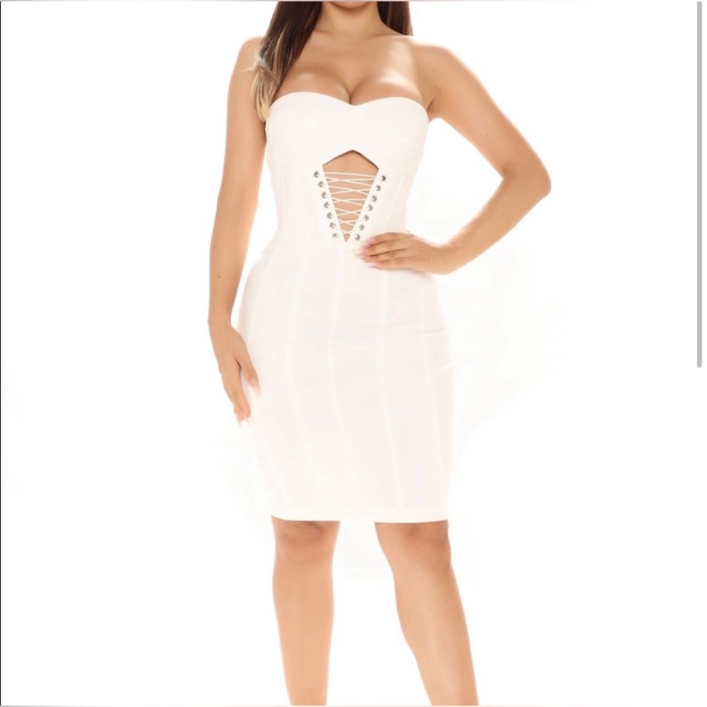 Fashionnova Laced Up Denim Mini Dress size M